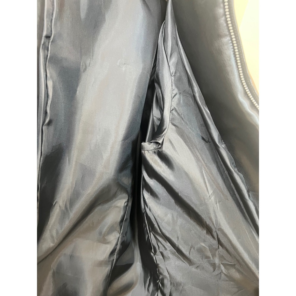 Plus Size Faux Leather Color Block Mid Length Zip Front Jacket 2XL - Picture 11 of 13